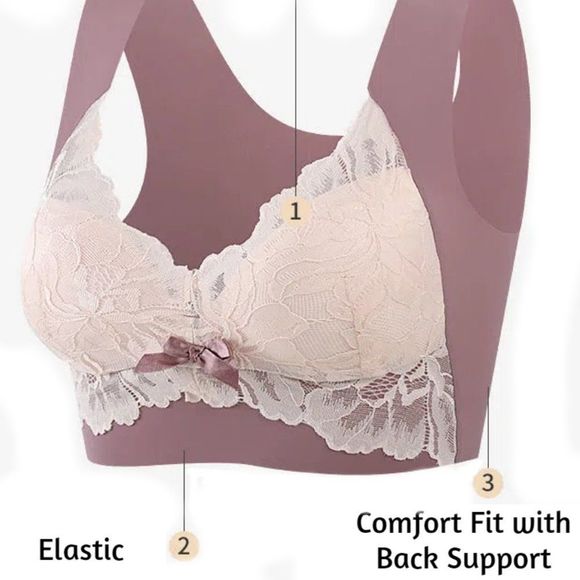 Embrace Comfort Fit Wirefree Retro Floral Lace Bra - Plus Size - Picture 6 of 6